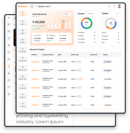 SpiRestro Restaurant Dashboard
